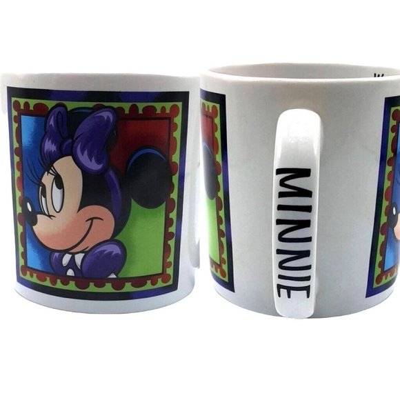 Disney World Minnie Mouse Mug White 4" Bashful Shy Purple Dress Bow Round - Picture 2 of 11